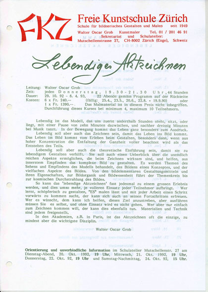 Walter Oscar Grob: Kurseinladung 1992