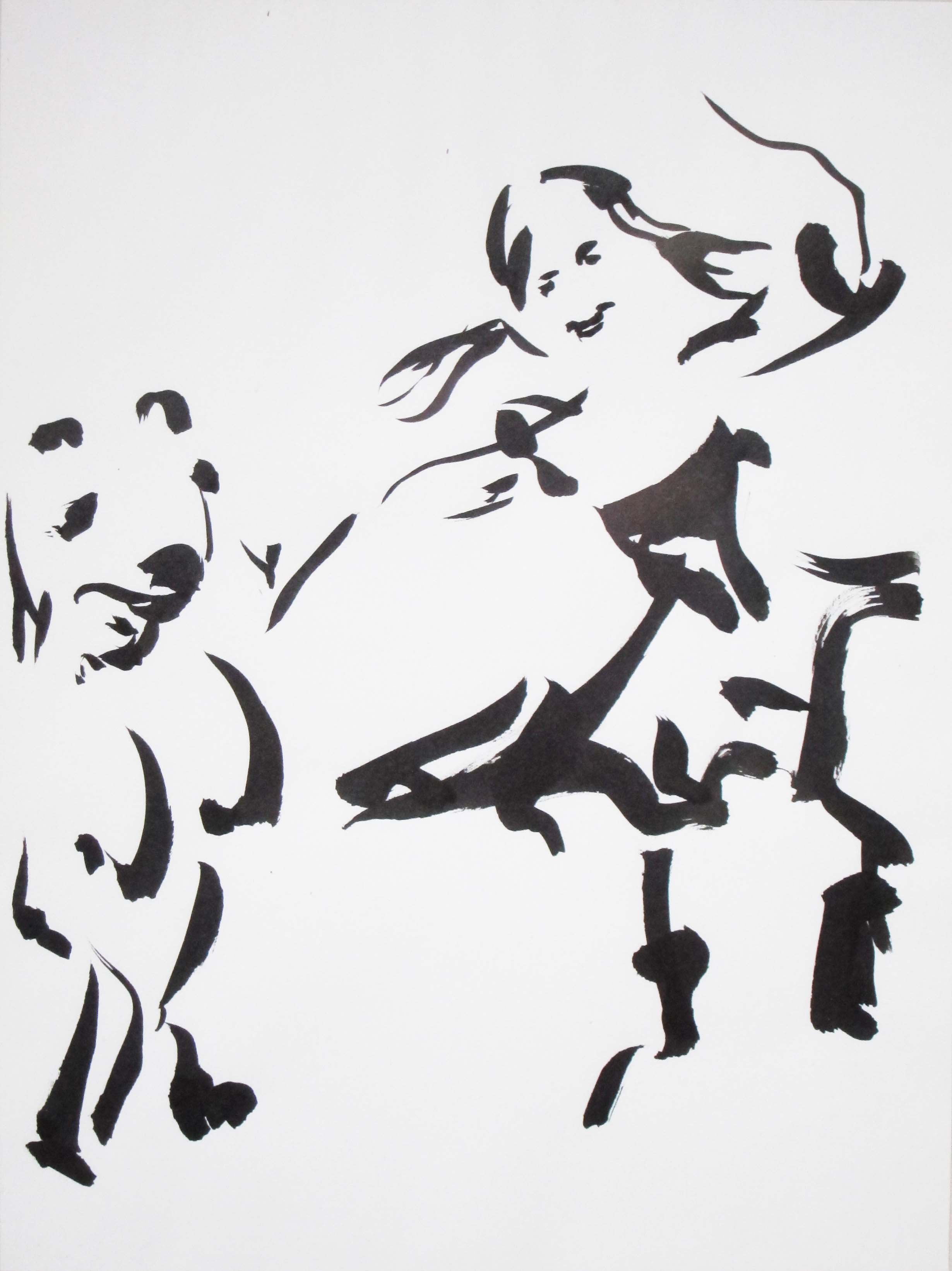 Walter Oscar Grob: Tuschebild aus Serie 'Kinderzirkus'